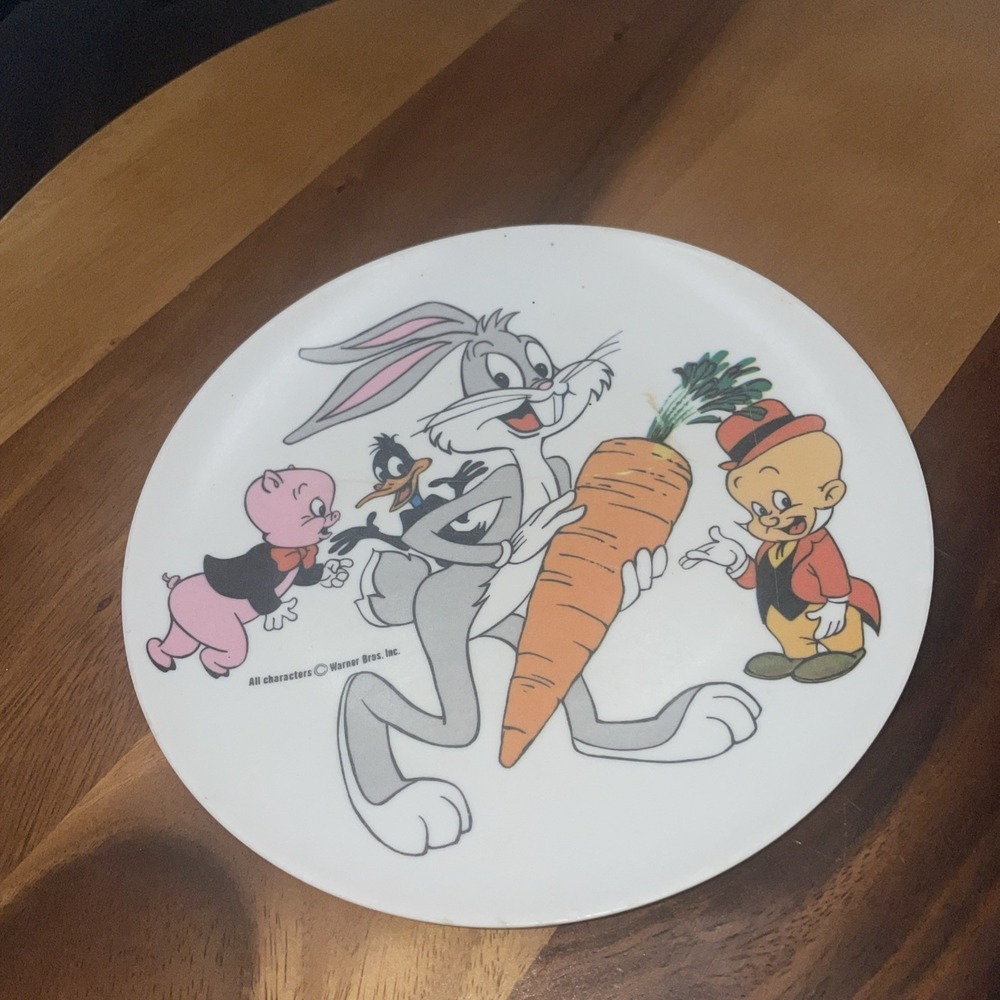Vintage 1970s Looney Tunes Porky Pig Daffy Duck Bugs Bunny Melamine Plate
